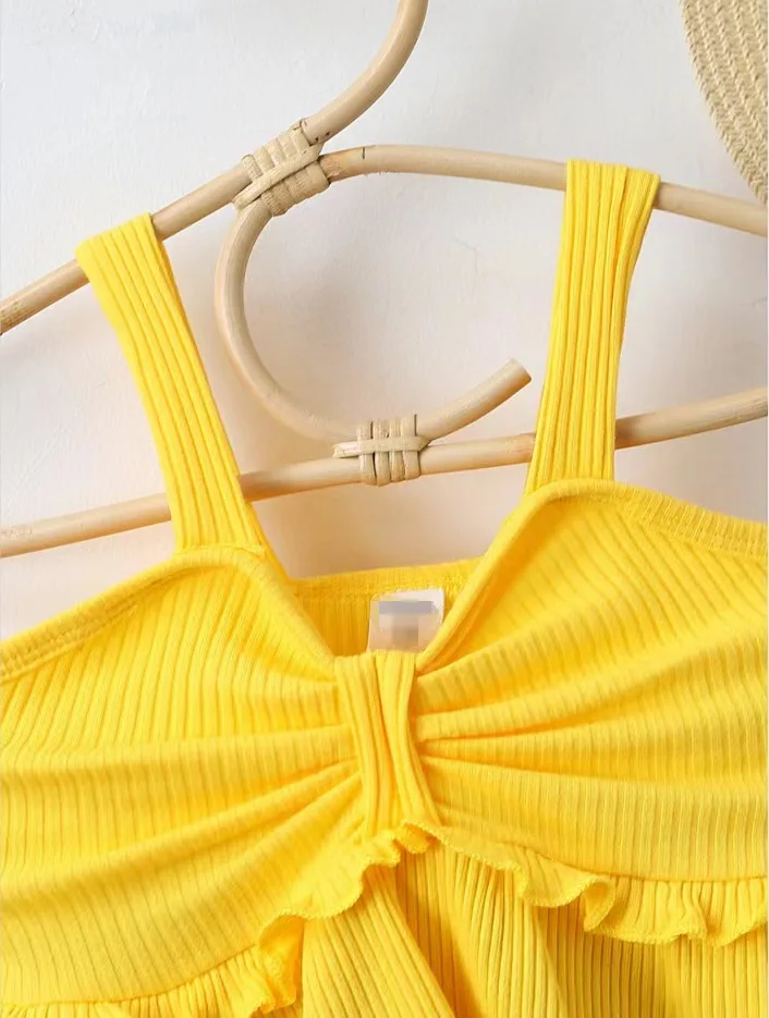 New Arrived Tween Girl Daisy Embroidered Camisole Top Skirt Set For Summer Holiday