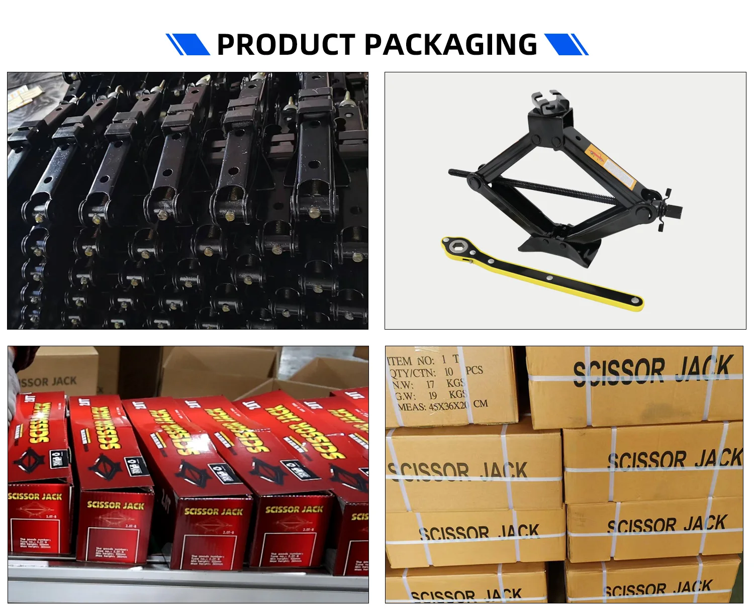 Chinese Factory 2 Ton Scissor Jack Car Repair Jack Emergency Kit with L-shaped Wrench