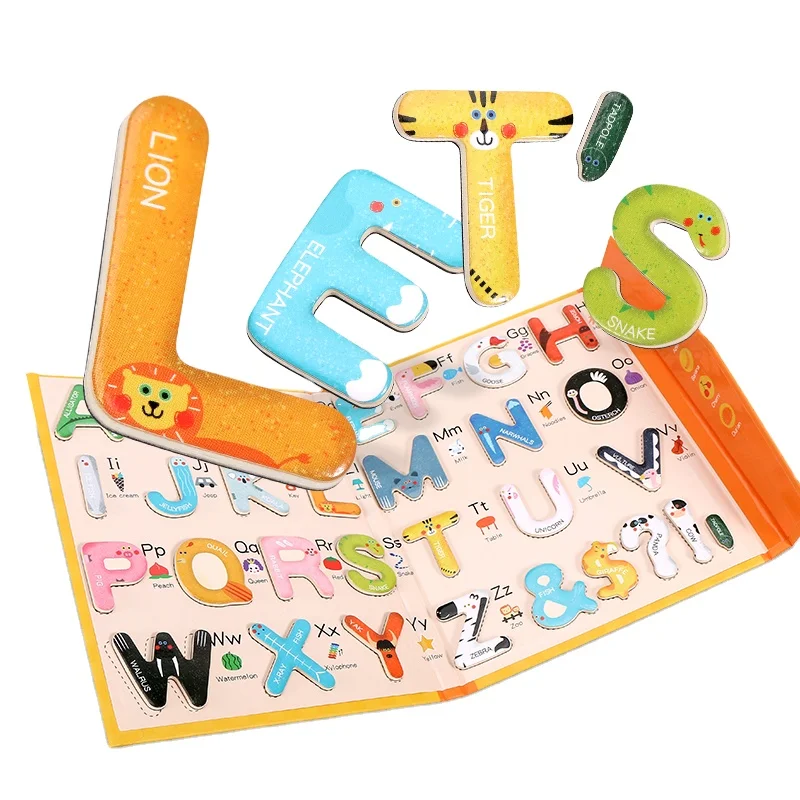 Kids Creative Alphabet Wood Puzzles Abc Letter And Number Montessori Learning Board Educational Toys For Toddlers