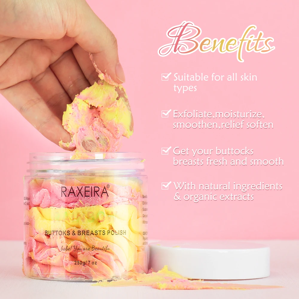 Private Label Organic Brightening Dead Sea Salt Avocado Coconut Rainbow Exfoliating Scrub for Body