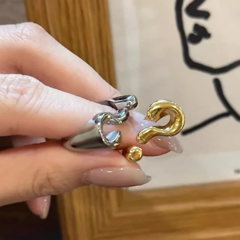 Question Mark Ring Personalized Ring Stainless Steel PVD Gold Plated Jewelry for Women Anillos acero inoxidable por mayor joyas