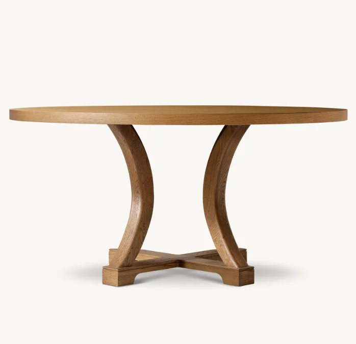 Modern Tables Kitchen Furniture Solid Oak Wood Plank Round Dining Table