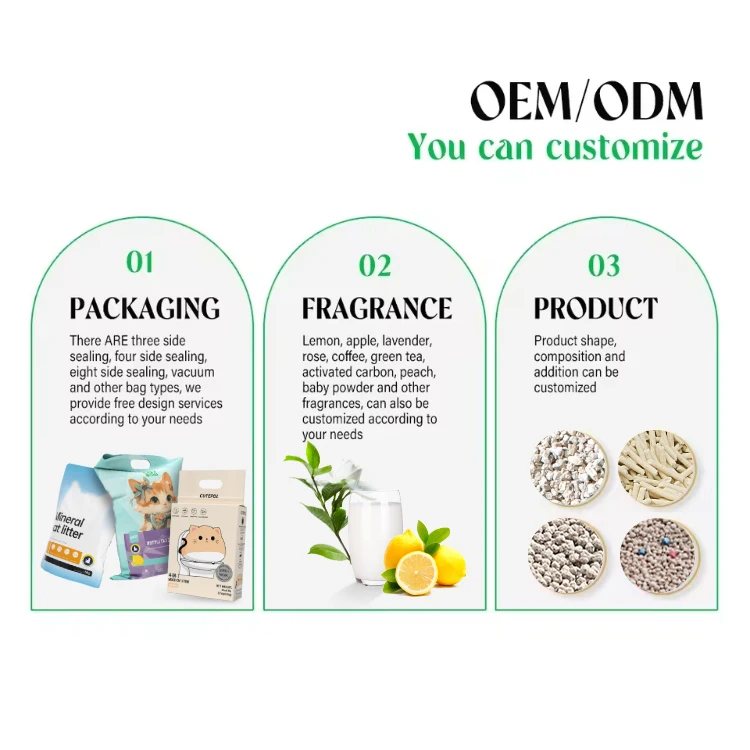 OEM & ODM Manufacturers 100% Natural Ecological Carbon 5L Sodium Cat Litter Flushable Small Grain Bentonite Cat Litter