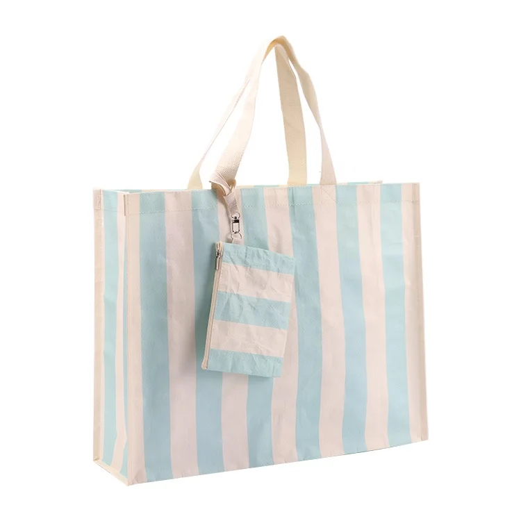 China Manufacturer Custom Reusable Grocery Shopping Bag Bopp Laminated Recycled PP Woven Bag With coin purse