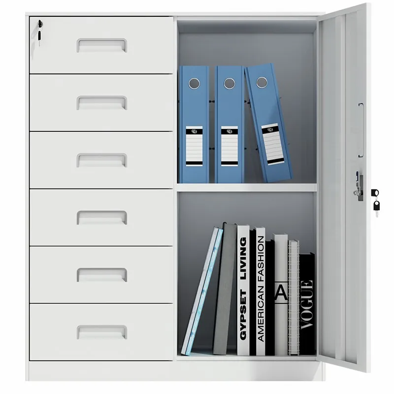 Factory sales low price swing door steel 6 drawers metal storage file cabinet with white black gray color