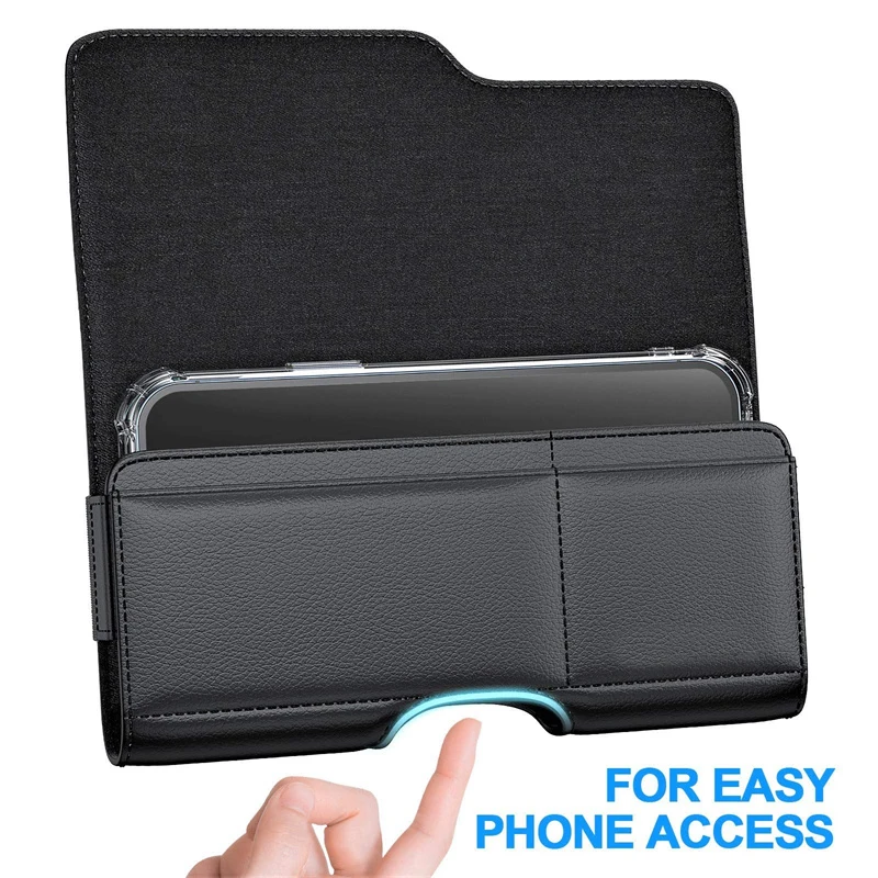 Premium Durable Pouch Card Holder Leather Belt Case with Clip Loop Phone Holster Magnetic Closure Holster for iPhone