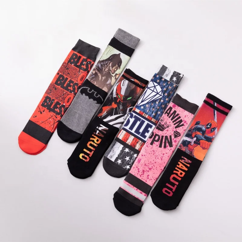 3d Sublimation All Over Printing Socks Cartoon Pattern Custom Printed Socks