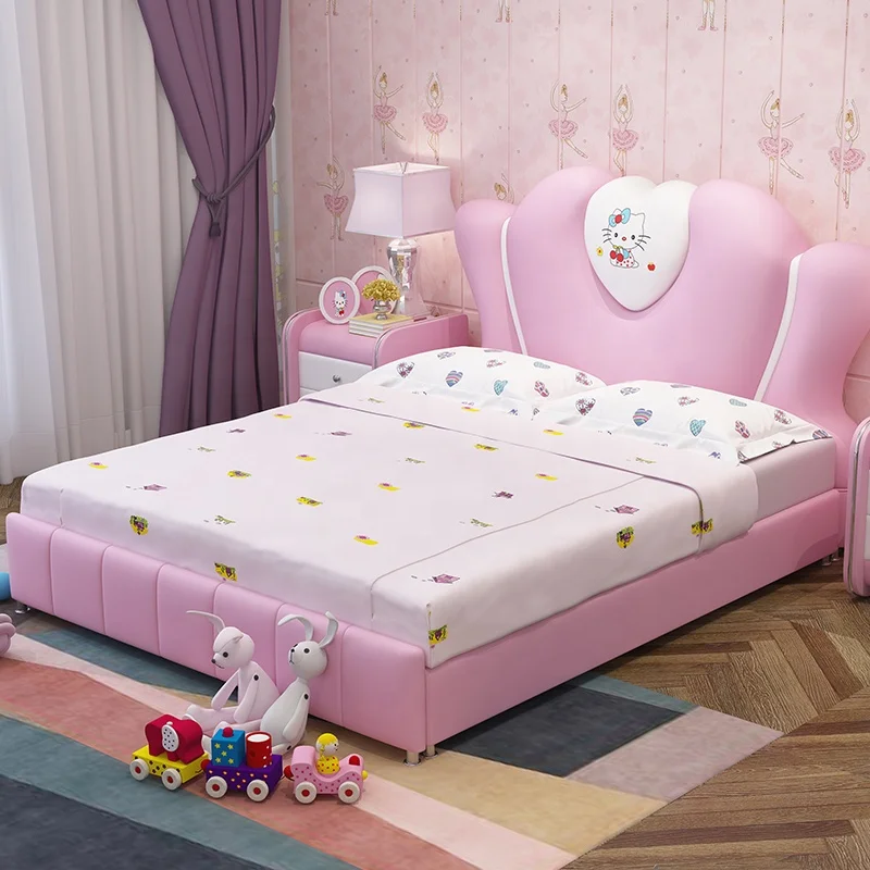 
Latest double bed designs pink color children bed girls folding kids bed with storage CB07 