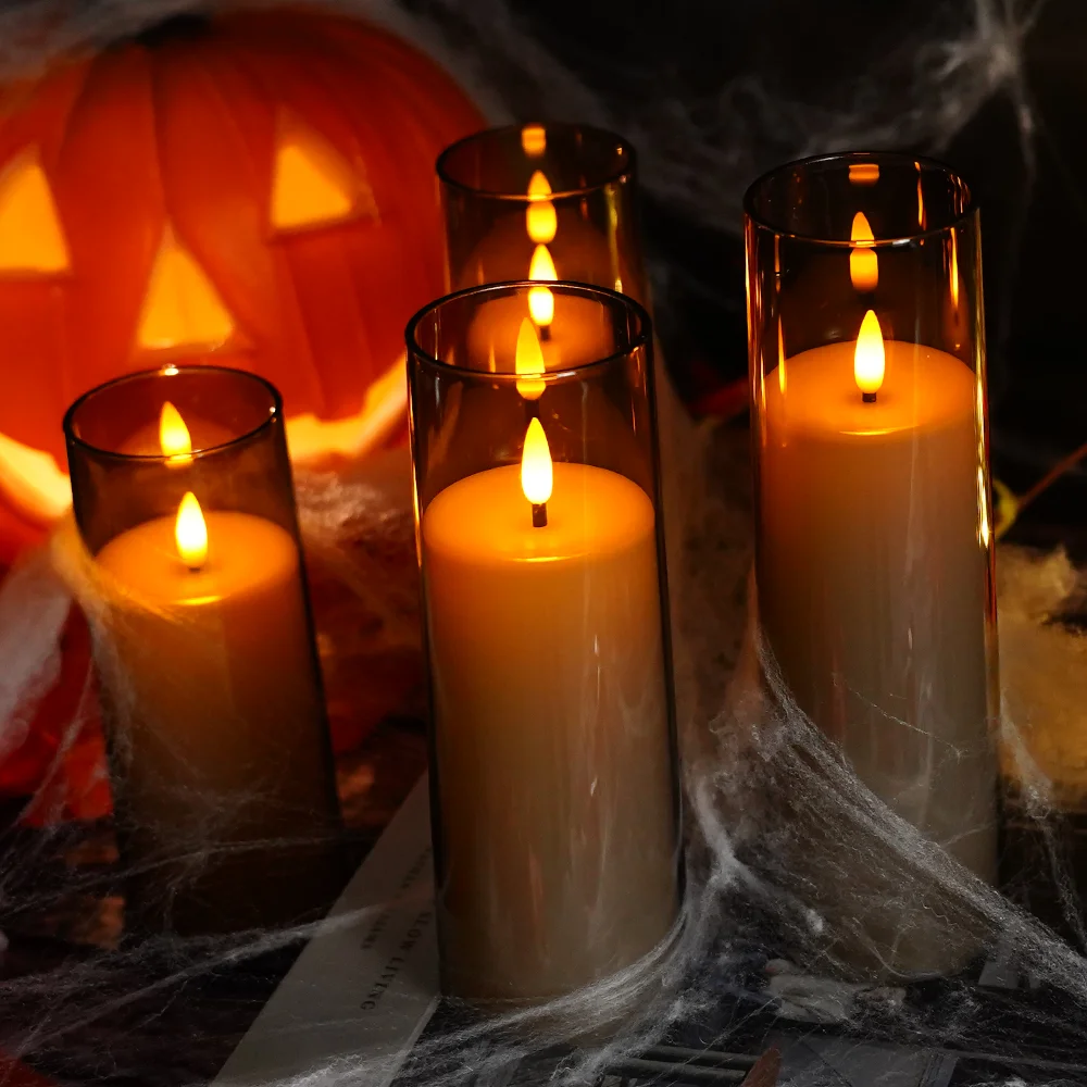 kakoya Grey candles set remote control classic style replaced wick high end pray Halloween Christmas Led candle light
