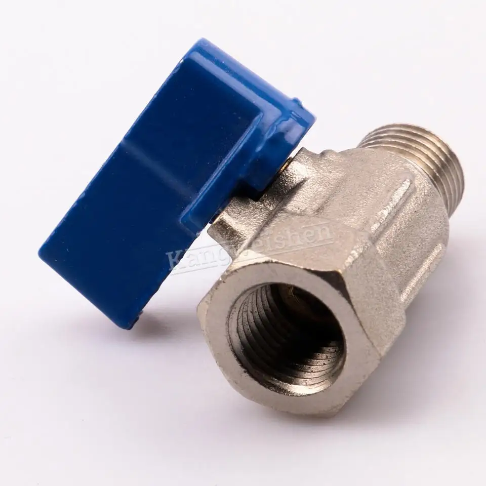 Kangweishen Premium Chrome BSP 1/8 to 1/2 Inch Forged Brass Mini Ball Valve with Plastic Aluminum Butterfly Handle