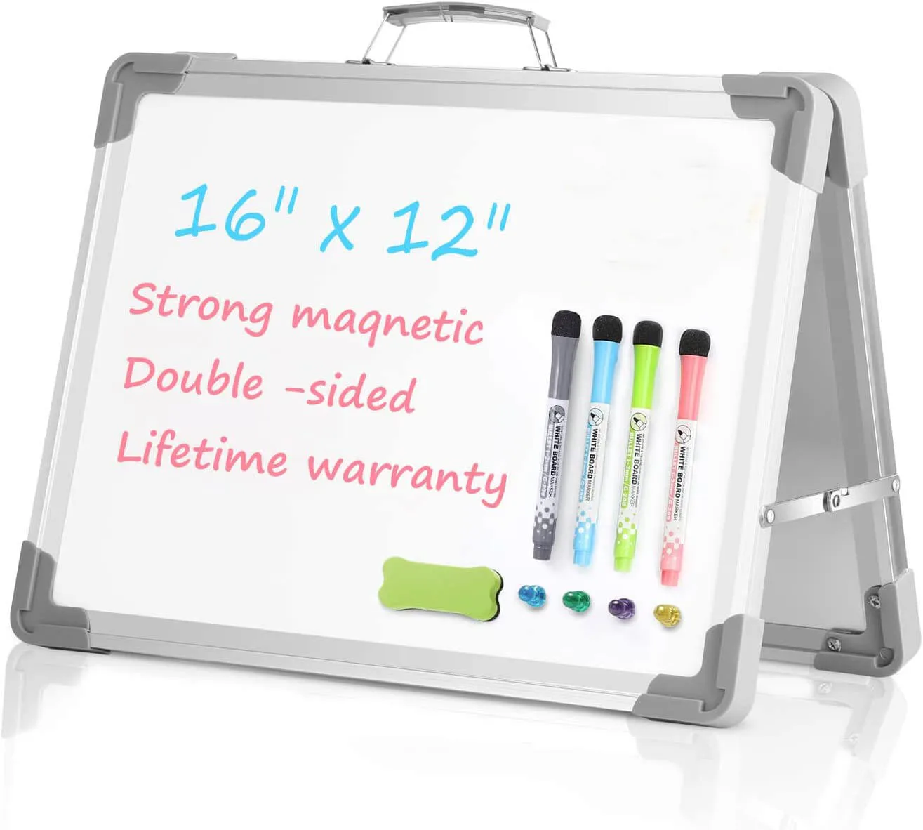 Magnetic Desktop Mini Easel Double Sided Portable Interactive Whiteboard with Holder for Kids Drawing Teaching