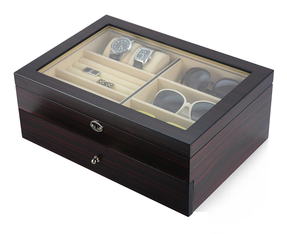Роскошная шкатулка для ювелирных изделий Sonny мужчин деревянная витрина солнцезащитных очков Органайзер