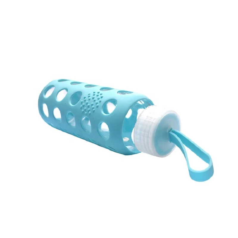 Eco-friendly Silicone Glass Water Bottle /Silicone Rubber Bottle Sleeve 300ml/500ml