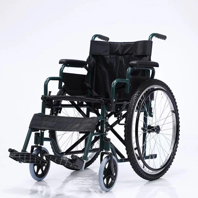 Wide Rear Wheel Manual Wheelchair  Carbon Steel Wheelchair for Disabled Elderly People