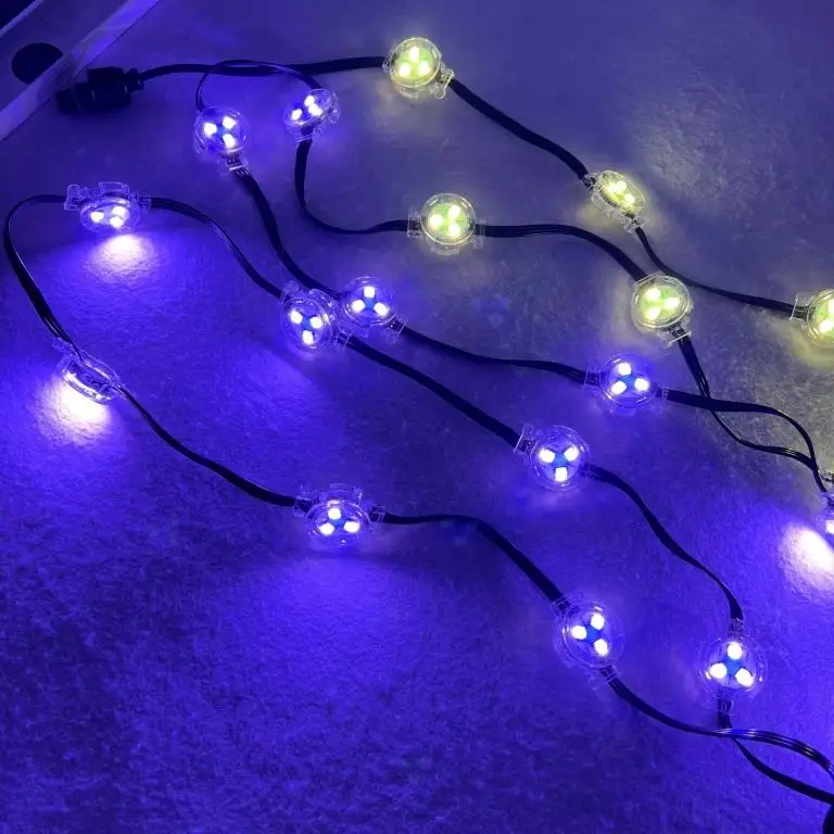 DC12V 30mm Open Hole IP68 Black Wire Flat Cover UCS2904 TM1814 IC RGBW Addressable LED Puck Pixel Light