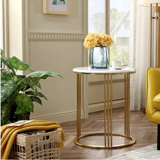 Round marble top modern style coffee table side table