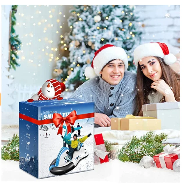 Inflatable snow tube ,Heavy Duty Sleds for Snow Made by Rubber Material, Snowmobile Sled Equipped with Sturdy Handles