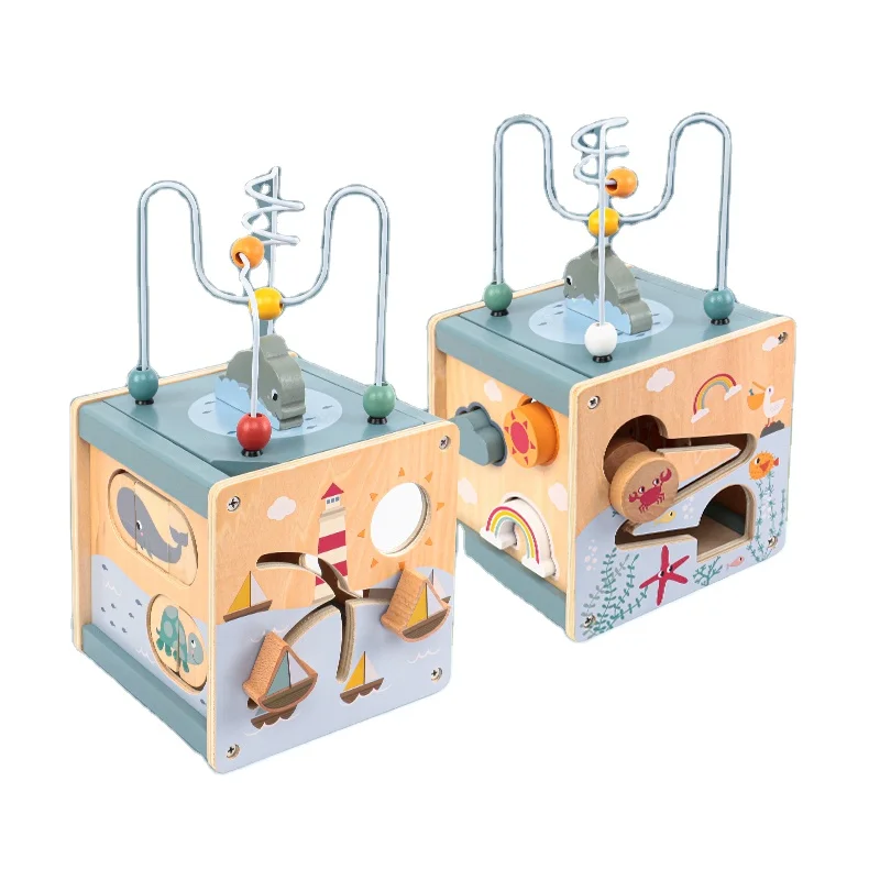 MUMONI sea type intelligence box educational learning toys wooden bead maze toy for toddler