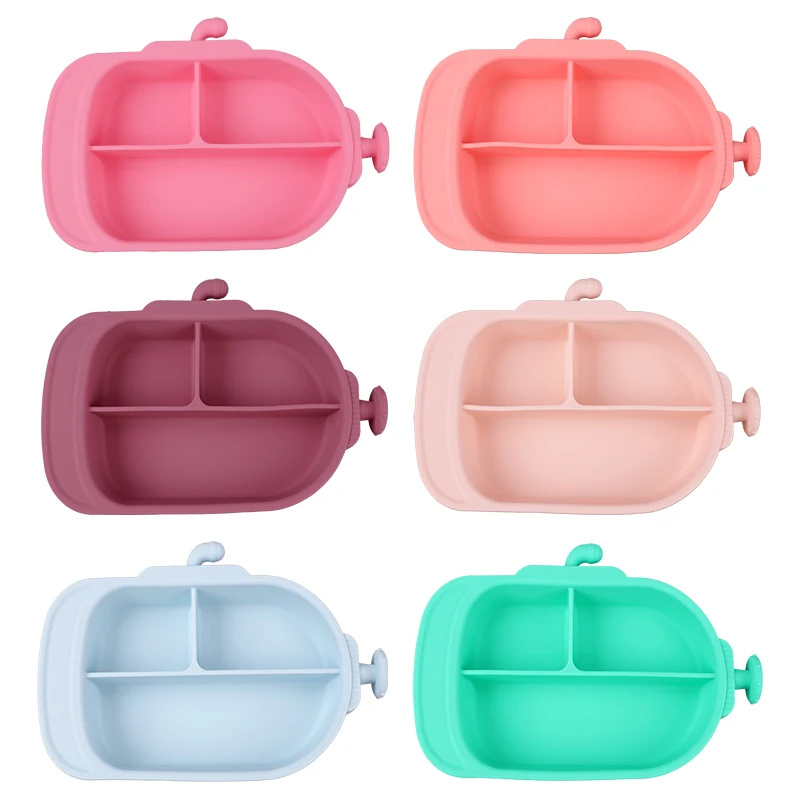 Lohas Best Selling Baby Dishes Dining Children Dinnerware Plate Set Bowls Kid Toddler Food Feeding Divided Silicon Suction Plate