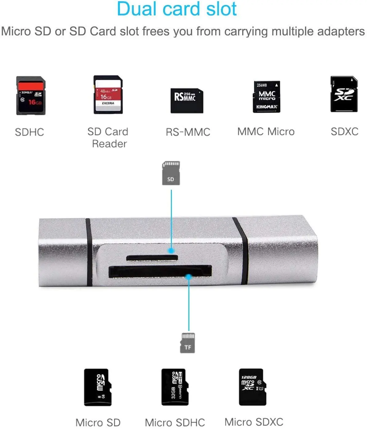 All in One Card Reader TF MS M2 XD CF TF SD 3 in 1 Micro USB OTG Carder Reader USB OTG Smart Card Reader