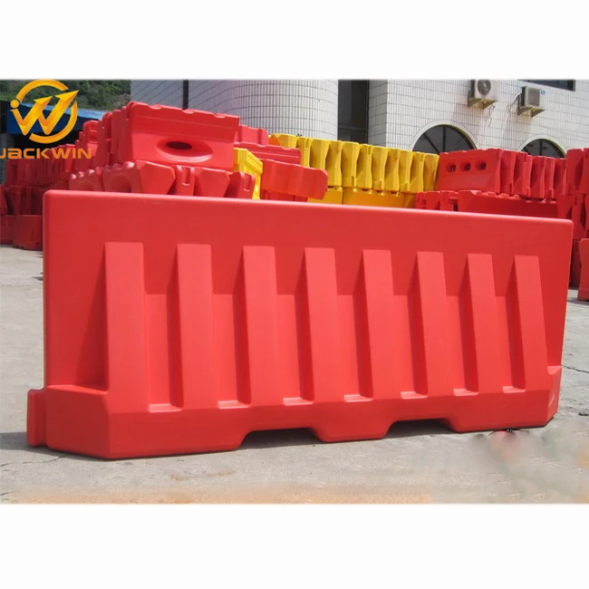 White / Yellow / Red Road Safety New Jersey Plastic 2M Water Filled Barrier