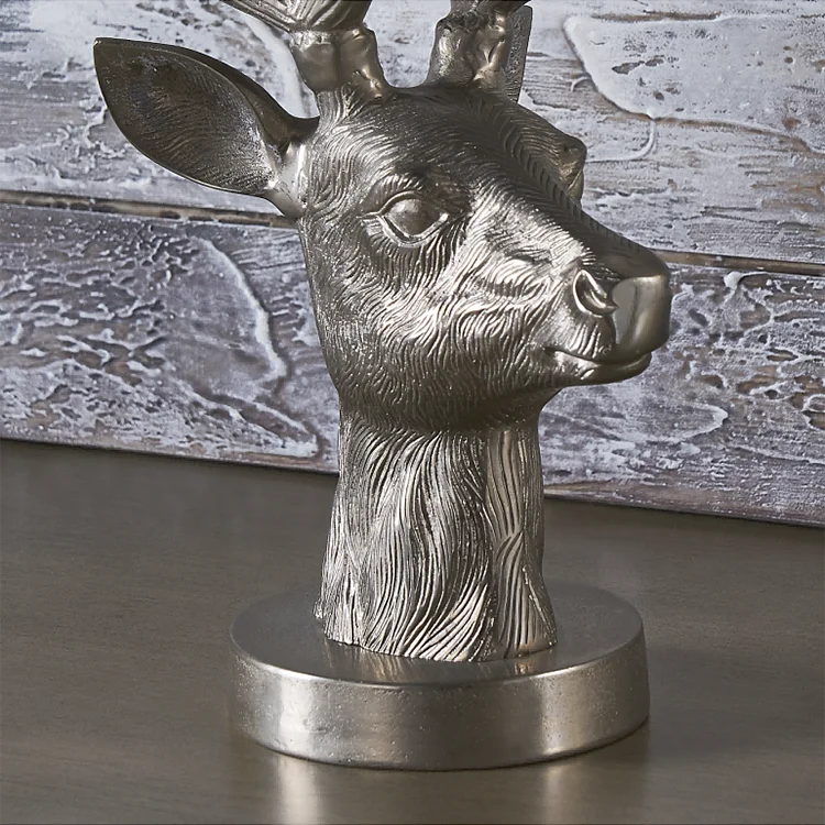 wholesale tabletop clear glass luxury silver metal deer candle holder home decor