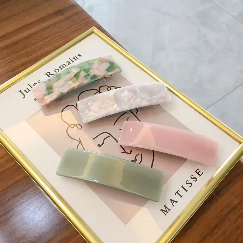 Big Acetate Barrette Hair Clip For Women 34 Colors Acrylic Spring Clips Fashion Fancy Hair Grip Elegant Silver Hair Accessories