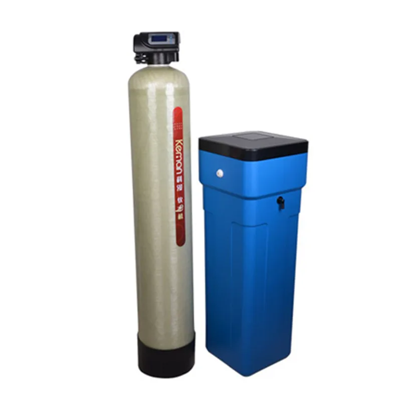 Split type automatic small water softener machine with KEMAN control valve 1017 resin tank 25L softening salt box