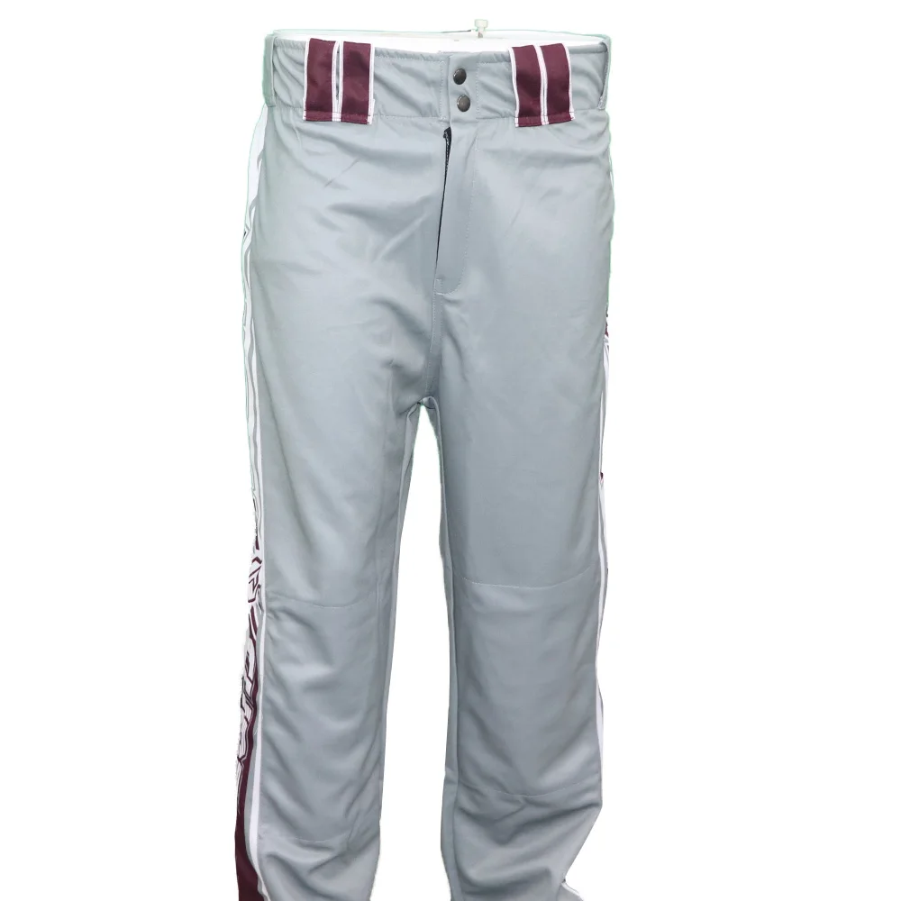 High quality custom grey printed retro slow pitch interlock game baseball pants softball pants