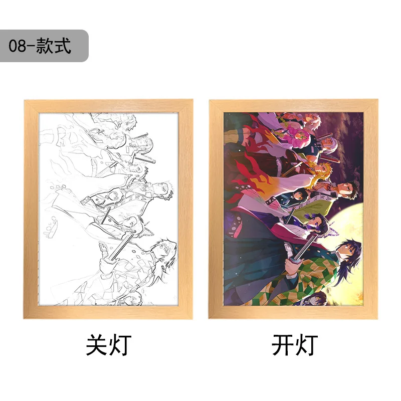 24 Designs Demon Slayer Photo Frame led light painting and wall art Anime lightbox poster Cartoon Bedside Night Light Lamp box