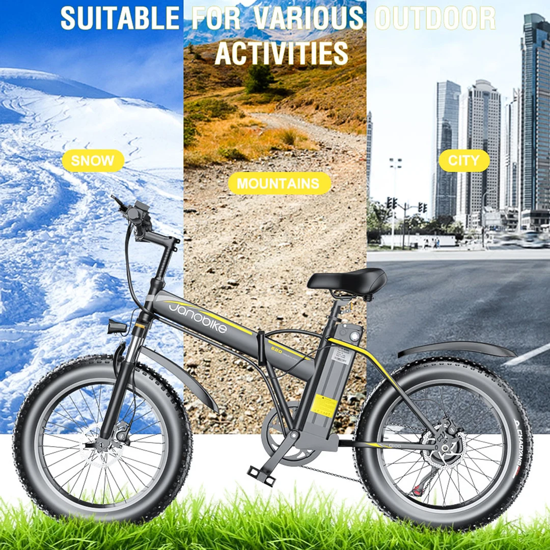 Лидер продаж Amazon 2021 Зимний велосипед JanoBike E20 1000 Вт Электрический горный с широкими