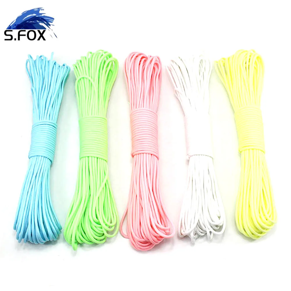 Camping Hiking Survival Paracord Glow in Dark Reflective Parachute 550  Luminous Rope
