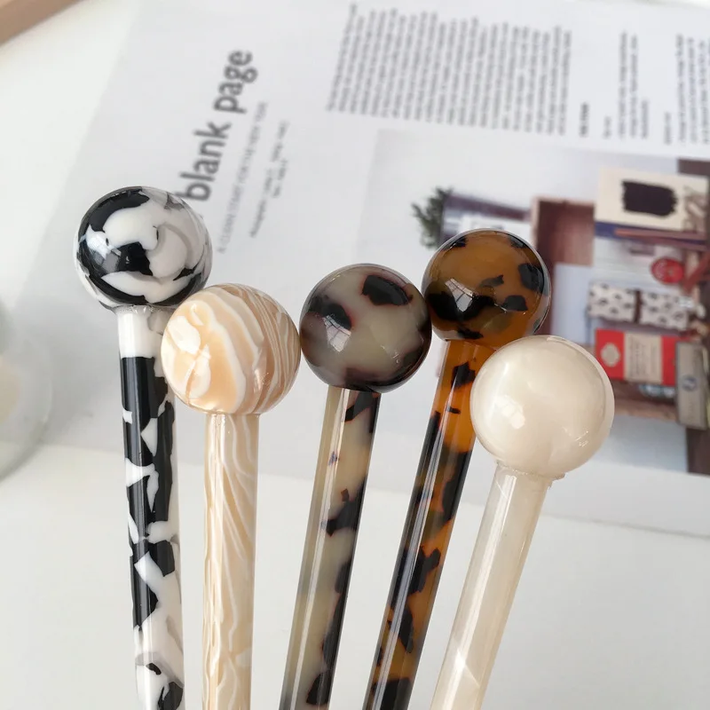 Headwear Plate Made Simple Hairpins Wild Acetate Hair Fork Small Ball Head Tool Stick Accessories Fashion Women