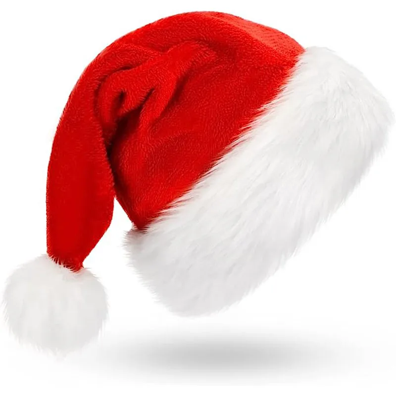 Xmas Christmas Hat Unisex Large Size Adults Thick Christmas Party Holiday Plush Santa Claus Hats
