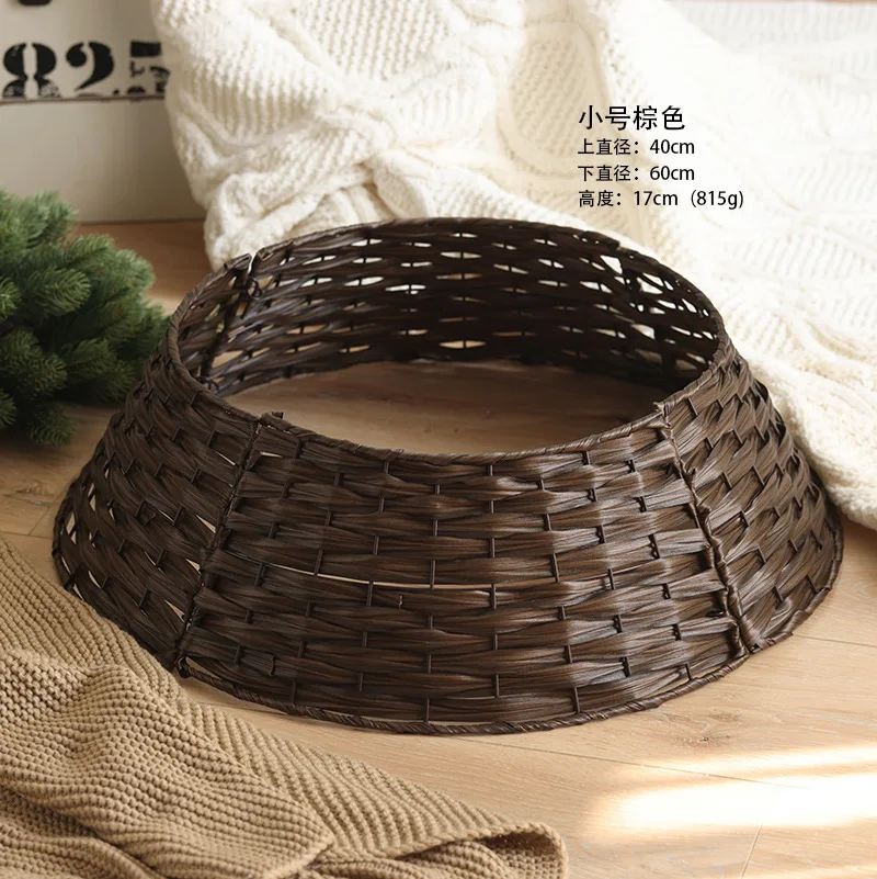 Handmade Rattan Collar Basket Foldable Christmas Tree Skirt
