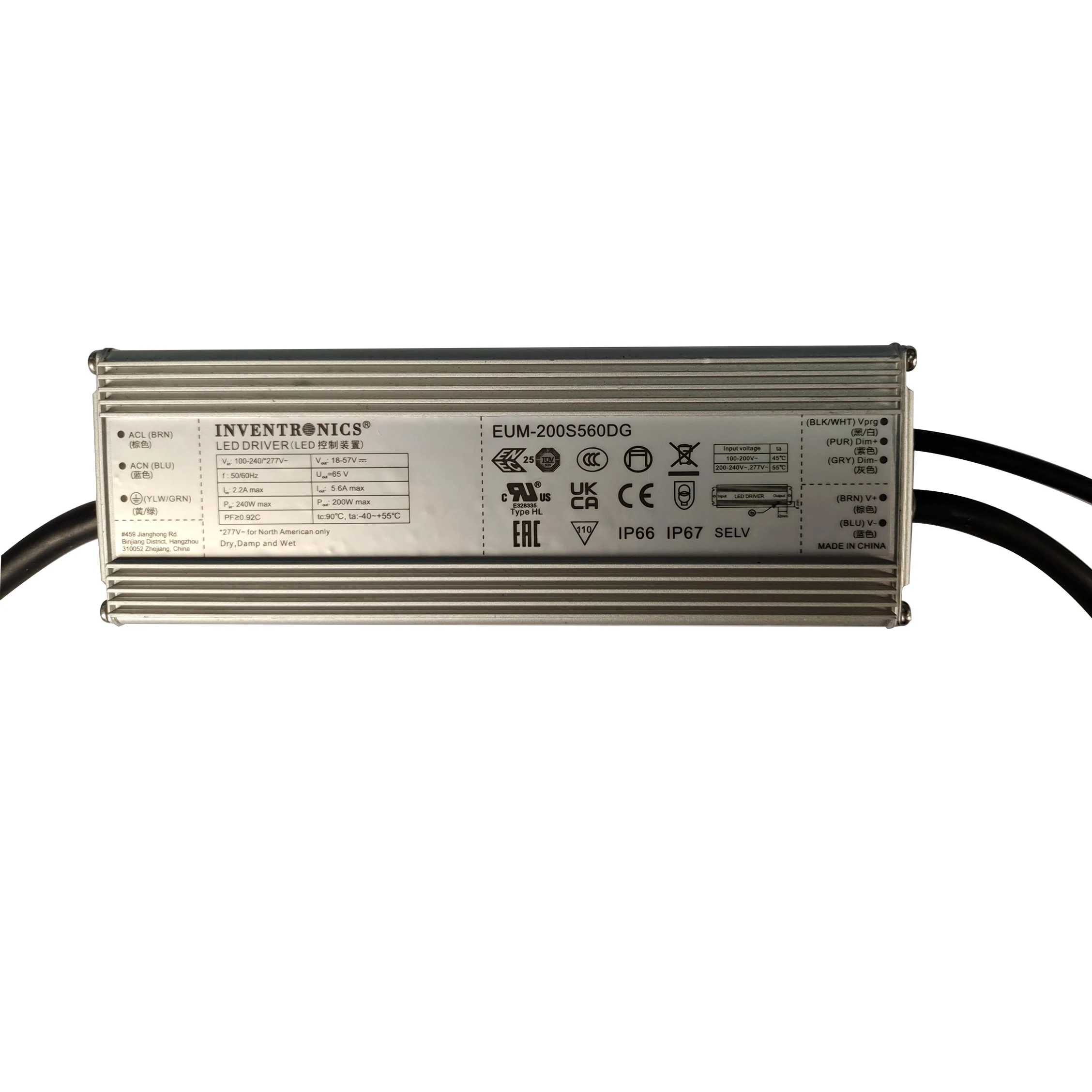 Inventronics Eum-200s105sv 200W 700mA 525-1050mA Adjustable Output Current LED Driver with Potentiometer