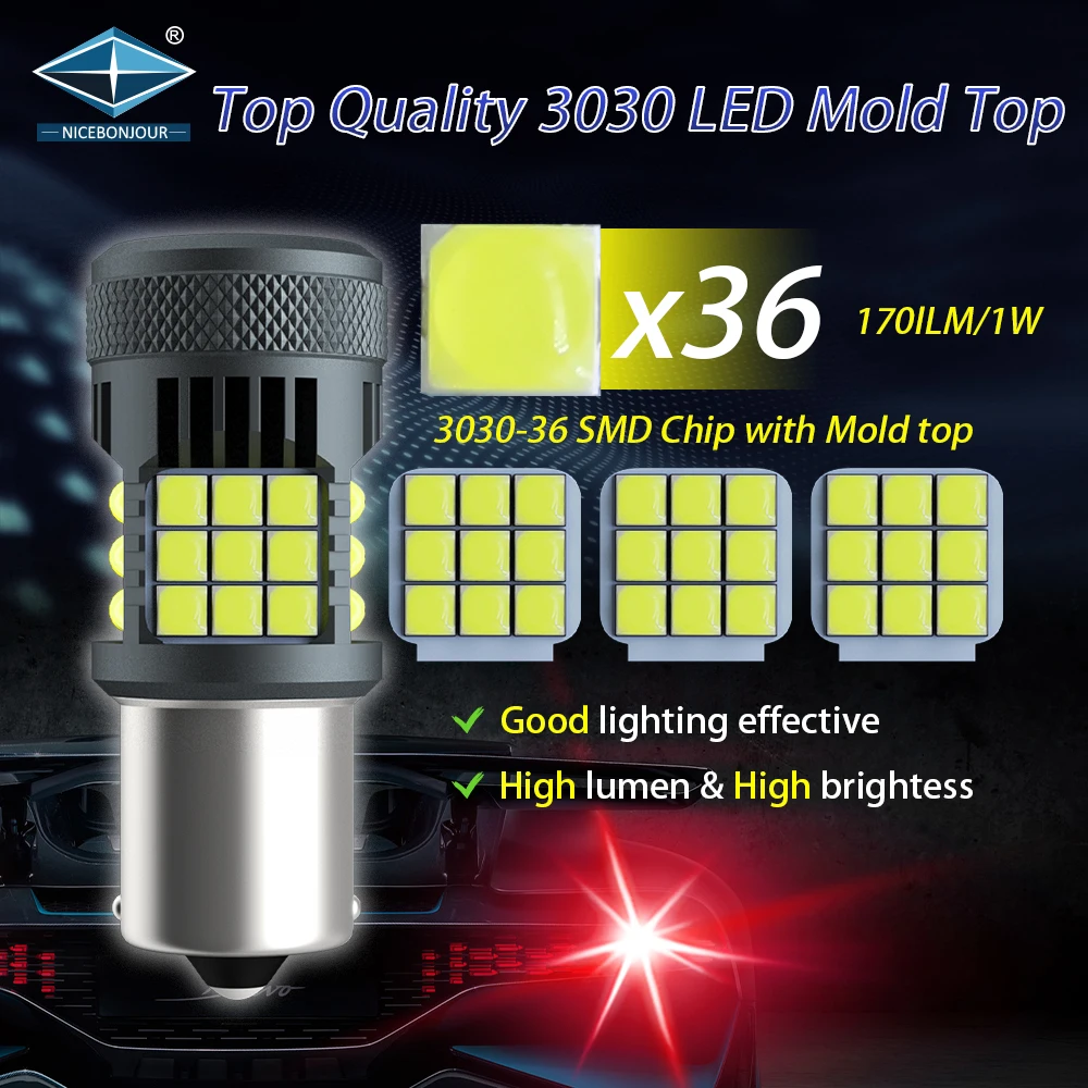 T20 P21W S25 BAU15S BA15S T25 LED Canbus Bulbs No Hyper Flash cooling fan Turn Signal Parking light 3030 36smd led