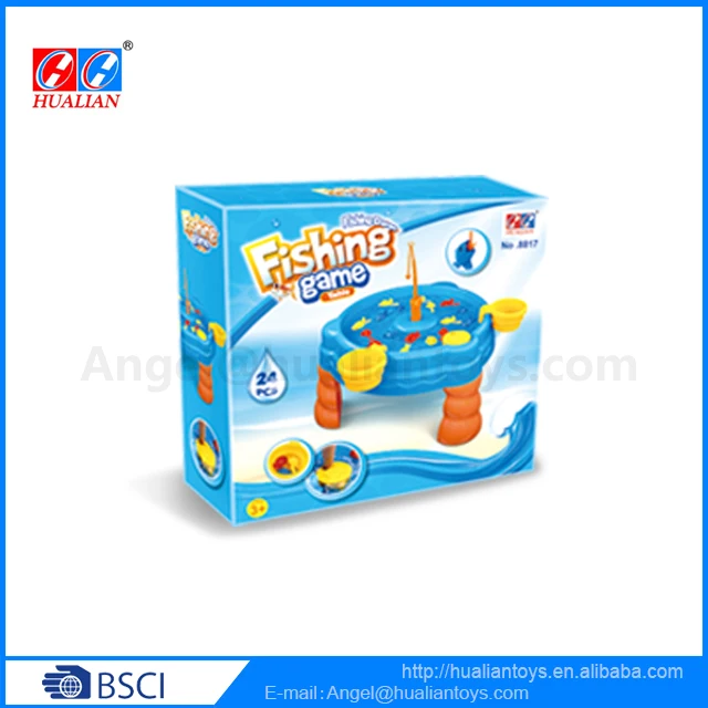 Children Funny Fishing Pole Water Table Fishing Table Game Floating Plastic Fish Toys For Toddler Bath Toys