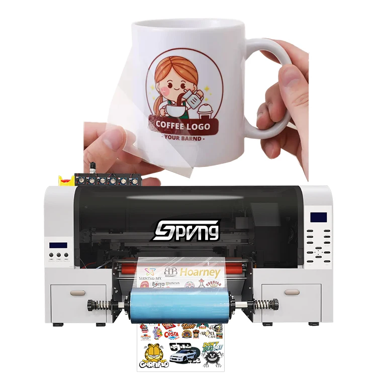 UV dtf Sticker printer Printing Machine Two xp600 Heads White Varnish 8 Colors PET AB Film Sticker 60cm 30cm UV DTF Printer