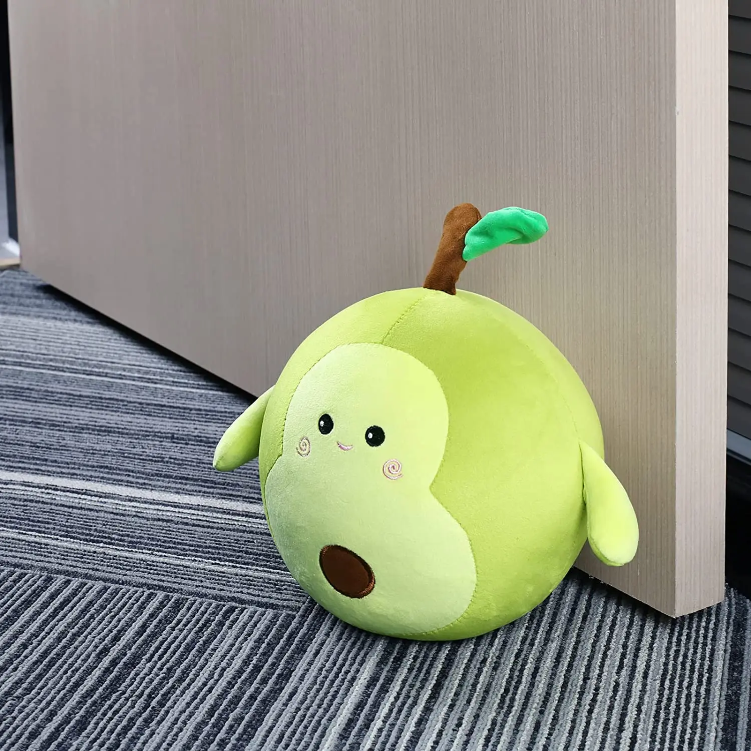 2023 new arrival kawaii stuffed pp cotton glass bead decorative avocado door stopper heavy duty wall protector