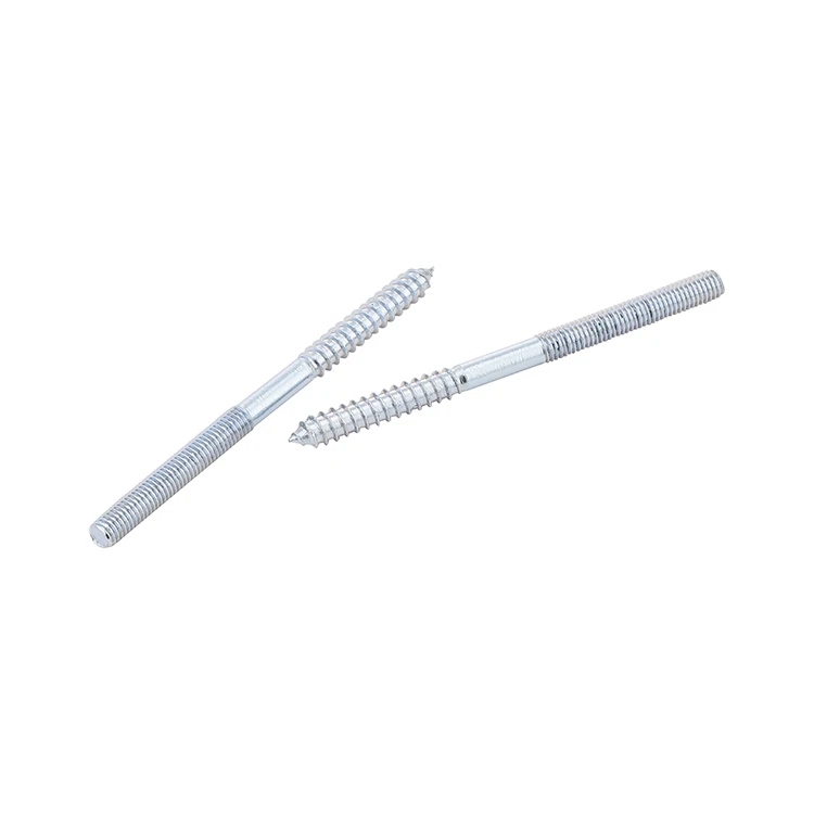 M8 M10 carbon steel dacromet zinc plated double end machine wood screw hanger bolt with hex