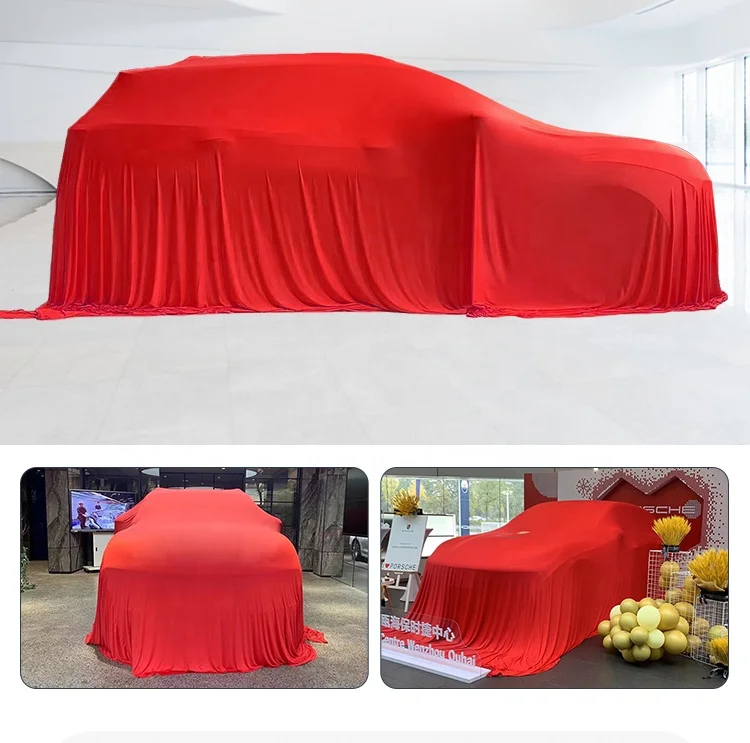 Factory wholesale dustproof breathable super soft customized size logo smooth fabric silk stretch car exhibition reveal cover