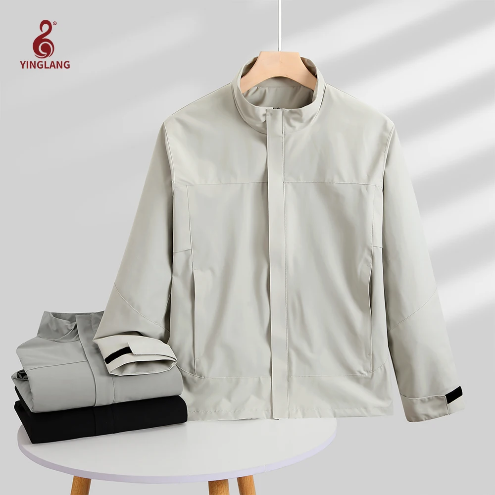 Unisex Comfortable Waterproof Windproof Jacket Quick Dry Breathable Fabric Autumn Season Stand Collar Zipper Outdoor Activities
