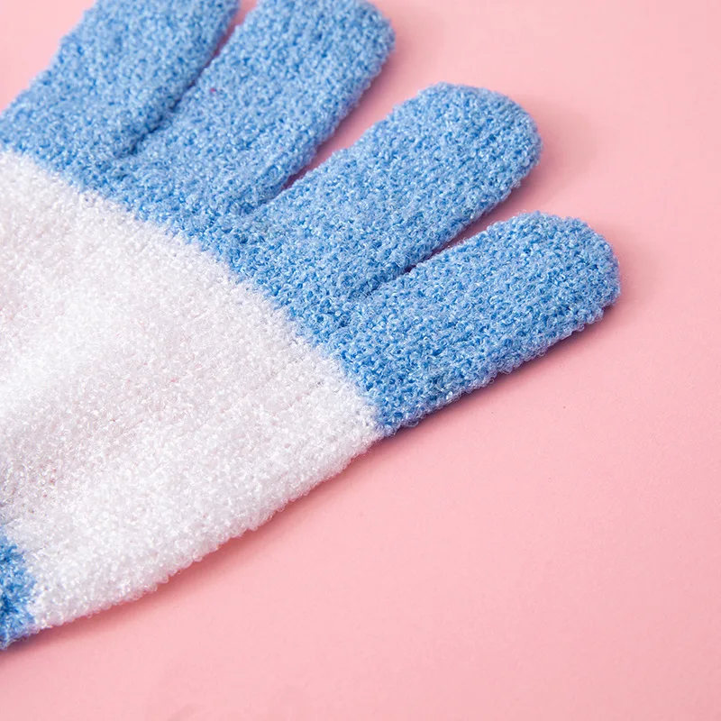 Double-Sided Exfoliating Gloves Body Exfoliating Mitt OEM Label Color Nylon Bath Gloves