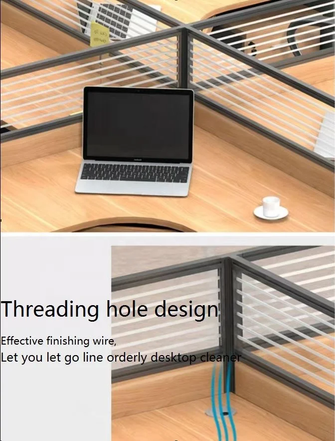 commerical furniture office  screen glass with wooden aluminum frame staff desk