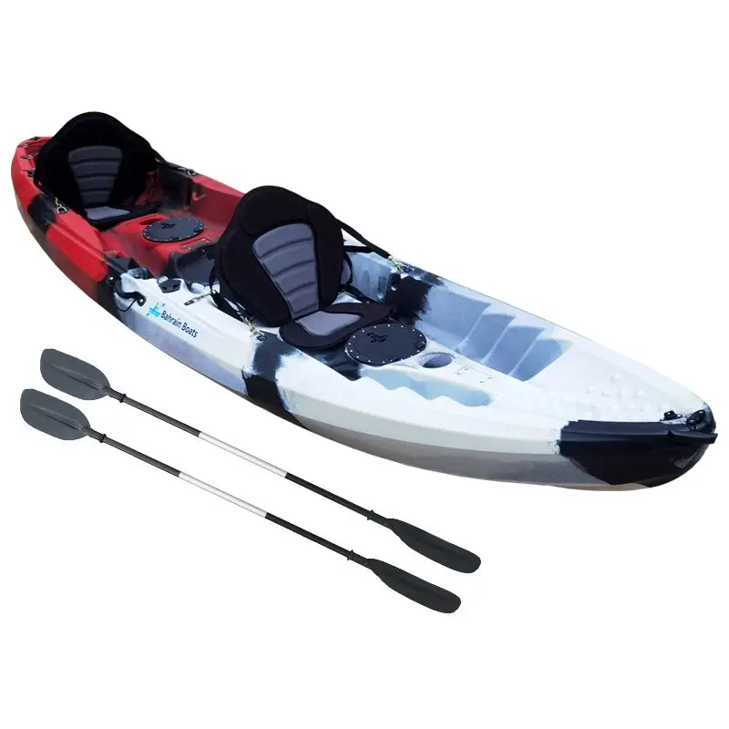 High Quality LLDPE Plastic kayak 2 person double person seater recreational fishing sea kayak for sale with paddle