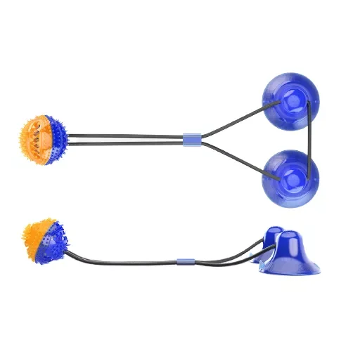 Wholesales Double Powerful Suction Cup Tension Ball Rubber Chew Ball Leakage Food Toy Dog Toothbrush
