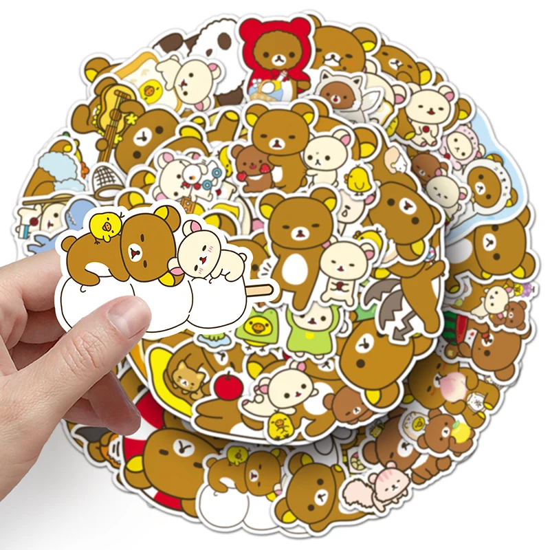 50pcs Factory Outlet Self-adhesive Cartoon Vinyl PVC Sticker Printing Anime Kawaii Rilakkuma Stickers