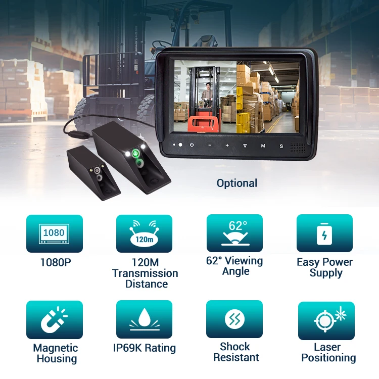 STONKAM 1080P 7-дюймовая обратная Беспроводная система камеры для грузовика вилочного погрузчика заднего вида с лазерным позиционированием