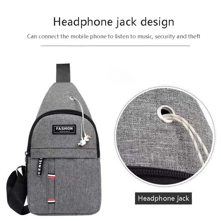 Headphone jack waterproof sports chest bag Oxford Fabric Outdoor Sports crossbody bag